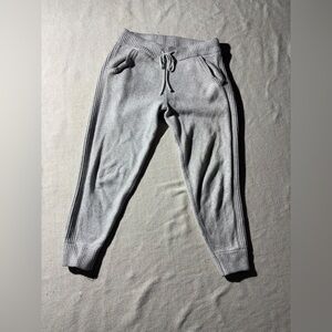 Gray Ribbed Knit Lounge Style Joggers